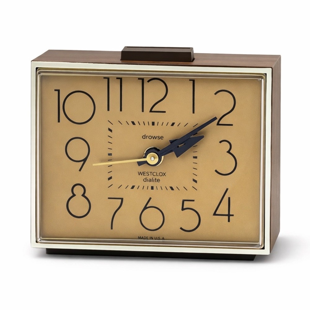 Vintage Westclox Dialite Alarm Clock Woodgrain USA Tested Working